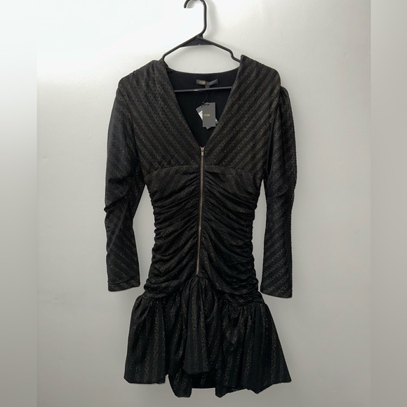 NWT MAJE RALONE Black Polka Dot Mesh Mini Dress Sz 1 - Picture 3 of 4